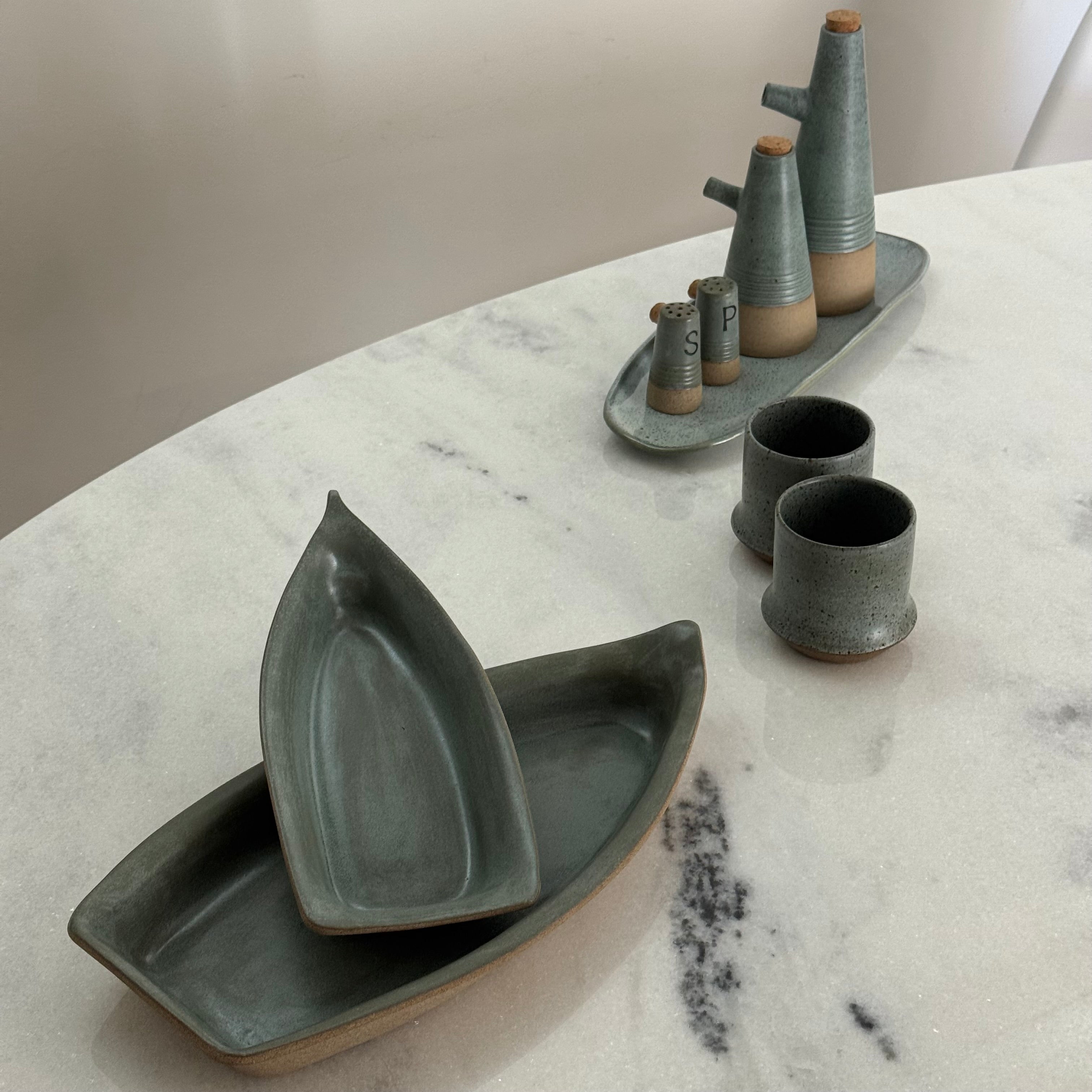 Dupla de Copo Ceramica c/ base - Azul Represa